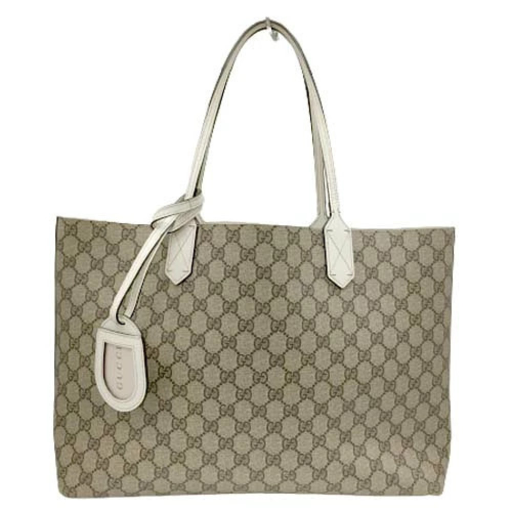 Gucci Shoulder Reversible Handbag GG Supreme Beige White Ivory Tote Bag